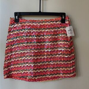 NWT. XOXO Pink, Orang, Green Sequin Mini Skirt